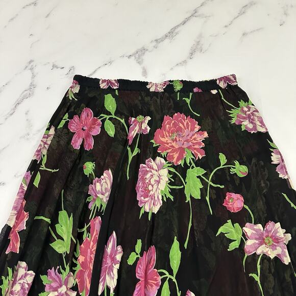 Coldwater Creek Vintage y2k Reversible Midi Skirt Size XL P Black Pink Floral - Picture 7 of 16